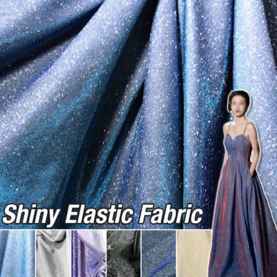 Gradient Elastic Knitted Glitter Fabric Dress Performance Shiny Materials 50cm - Image 1 of 4