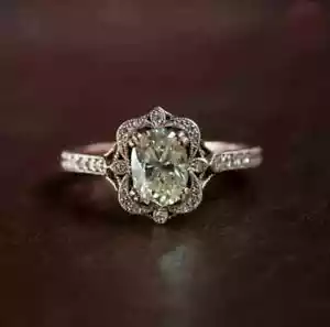 Women's Birthday Gift Vintage Lab Grown/CVD Diamond Certified Ring 14k Rose Gold - Picture 1 of 18