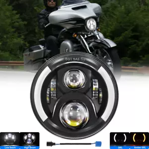7" inch LED Headlight Sealed Beam DRL Turn Signal For Street Glide Road King - Picture 1 of 9