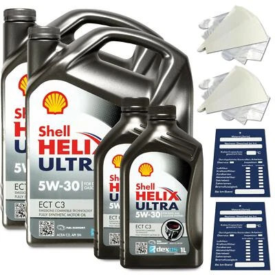 10 Litro Originale Shell Helix Ultra Ect 5W30 C3 Olio MB BMW Opel Acea C3 Set Da - Immagine 1 di 4