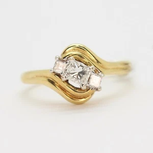 14K YELLOW GOLD NATURAL DIAMOND COCKTAIL RING 3.2GR SIZE 6 0.30CTTW - Picture 1 of 6