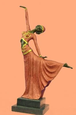 Kunst Deko Hot Besetzung Bronze Elegant Ballerina Ballett Skulptur Chiparus Gif - Bild 1 von 4