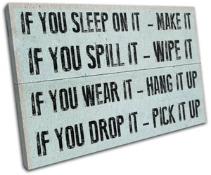 Children Vintage House Rules Typography SINGLE CANVAS WALL ART Picture Print - Picture 1 of 1