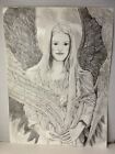 Original Poster Art Angel Woman Hand Sketched Interesting Unknown 1 Day Ship!👍