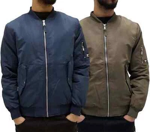 Chaqueta de bombardero North Play para hombre abrigo urbano militar estilo aviador - azul marino y caqui - Imagen 1 de 9