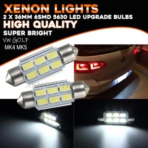 2 x VW GOLF MK4 MK5 COOL WHITE LED NUMBER PLATE LIGHT BULBS ERROR FREE GTD GTi - Picture 1 of 2