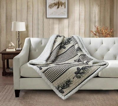 Virah Bella - Cascade Falls - Quilted Sherpa Throw - 50"x60" - Image 1 of 4