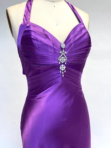 Purple Long Dress Size 4 Charmeuse Evening Dress Party Dress New Years Gown Sz 4 - Picture 1 of 9