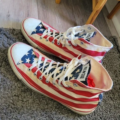 Vintage Converse Chuck Taylor All Star American Flag Stars Stripes USA HighTop taglia 13 - Immagine 1 di 4