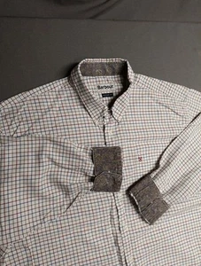 Barbour Oxford Shirt Men’s Size 2XL Windowpane Gingham Flip Cuff EUC - Picture 1 of 12