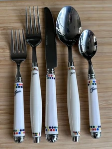 5~Fiestaware Fiesta  Flatware Multi-color Polka Dot ****RARE PATTERN**** - Picture 1 of 3