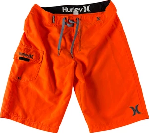 Hurley Boys Shorts Size 18/29 Bright Orange Embroidered Logos Side Pocket - Picture 1 of 6