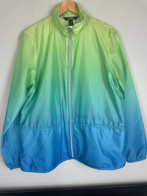 Chaqueta cortavientos Lauren Ralph Lauren Active XL verde azul ombre cremallera completa Foto 1 de 4