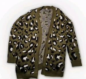 Love By Design Open Front Leopard Cardigan Pullover Damen Gr. L Grün... - Bild 1 von 11