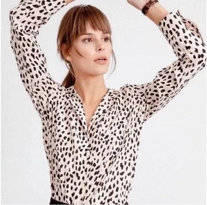 Rails Rebel Silk Shirt Extra Small Blush Black Womens Button Down Spotted Print - Picture 1 of 6