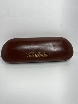Estojo de óculos Brooks Brothers couro marrom concha de amêijoa dura vintage - Imagem 1 de 4