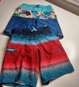 Lot Of 2 Wonder Nation Boys Size M 8 Blue Red Swim Trucks Bathing Suit - Picture 1 of 9