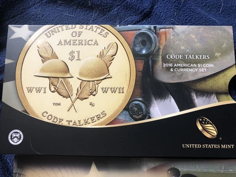 2016 S NATIVE AMERICAN COIN  CURRENCY SET The Codetalkers Enhanced Unc Sacagawea Cover