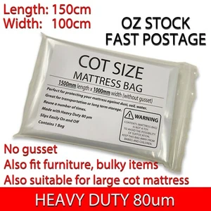COT SIZE HEAVY DUTY - Mattress Plastic Cover Protector Storage Bag - Picture 1 of 3
