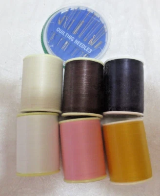 6 J&P Coats Super Sheen Quilting Cotton Thread 250 yds Assorted Colors-Needles - Image 1 of 2