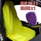 Yellow Slip On Throw Over Seat Cover x 2 & Chenille Coral Microfiber Glove x 1