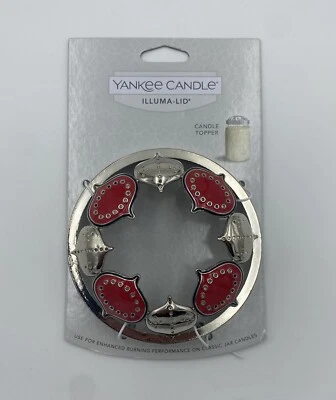 Yankee Candle Escandinavo Rojo y Plata Adornos Illuma-tapa Tarro Candle Topper Foto 1 de 3