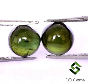 Natürliches Grün Turmalin Rund Cabochon Paar 5 MM 1.50 Cts Lose Edelsteine - Picture 1 of 5