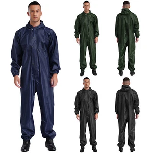 Mens Coveralls Wear Resistance Raincoat Buttons Jumpsuit Unisex Overalls Paint - Picture 1 of 44