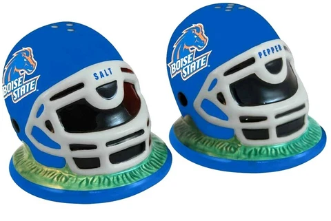 Boise State Boncos Ceramic Helmet Salt & Pepper Shakers NCAA Licensed Cover