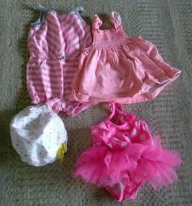 Paños de verano para bebés niñas 4 artículos, talla 6, 9 y 12 meses, diferentes marcas - Imagen 1 de 6