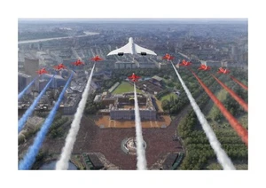 Concorde and Red Arrows 3 A4 reproduction picture poster with choice of frame - Picture 1 of 4