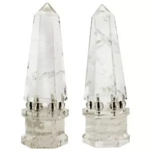 A Pair of Continental Rock Crystal Obelisks in Neoclassical Style, Early XX C. - Picture 1 of 13