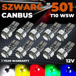 T10 Car Led 501 Side Light Bulbs Error Free Canbus 5 Smd Xenon White W5w Bulb - Picture 1 of 12