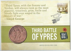 2017 THIRD BATTLE OF YPRES CENTENARY OF WWI MEDALLION COVER PNC - Picture 1 of 3