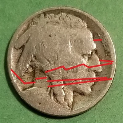 1918 ? (P) 5c Obv Lamination Error / Planchet Flaws Buffalo Nickel "No Date" - Image 1 of 4