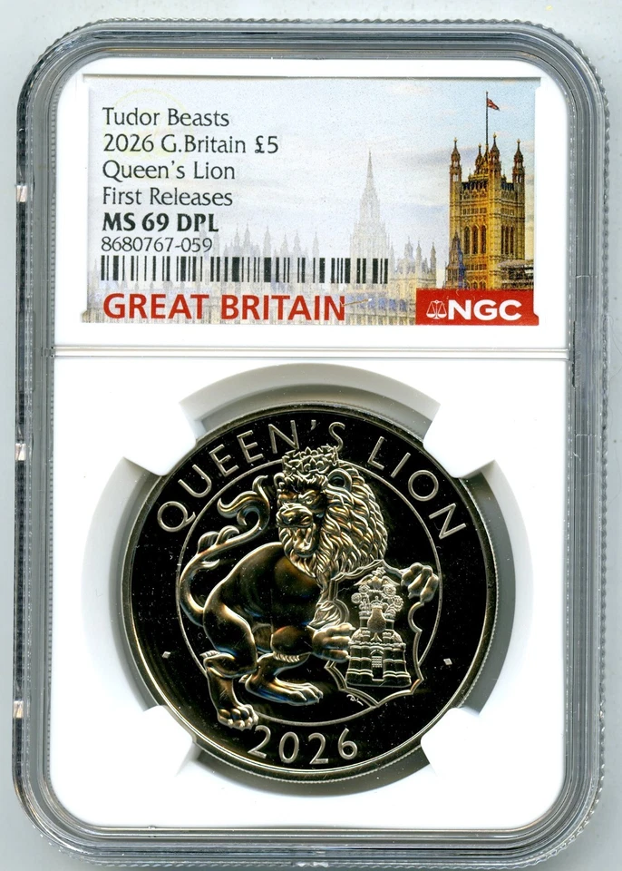 2026 GREAT BRITAIN 5PD NGC MS69 DPL QUEENS LION TUDOR BEASTS COIN FIRST RELEASES - Image 1 of 2