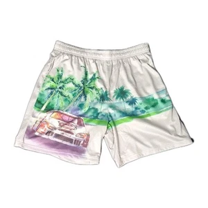 Pantalones Cortos de Malla NASCAR Para Hombre Talla Mediana Nuevos sin Etiquetas Tropicales Palmeras Verano - Imagen 1 de 5