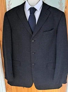 MARKS & SPENCER MENS MACHINE WASHABLE WOOL BLEND GREY SUIT JACKET 46L FREE TIE - Picture 1 of 13