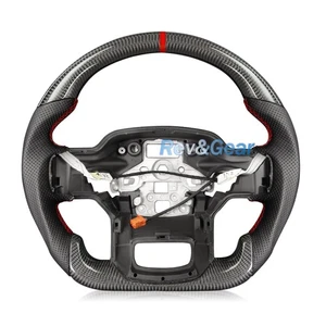 Real Carbon Fiber Customized Flat Steering Wheel Heated for Ford F150 2021-2025 - Picture 1 of 16