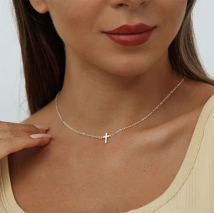 Cross Necklace for Women 14K Gold & Silver Plated Cross Pendant Necklace Trendy - Picture 1 of 8