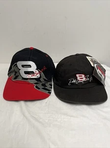 VTG NASCAR Hat Lot 2 Black Red 8 Dale Earnhardt Jr Bud SnapBack Adjustable - Picture 1 of 11