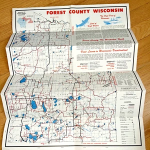1958 FOREST COUNTY WISCONSIN Brochure / Map WOLF, OCONTO and PESHTIGO RIVERS - Picture 1 of 14