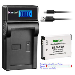 Kastar Battery LCD Charger for Samsung SLB-10A Samsung SL310 SL420 SL502 Camera