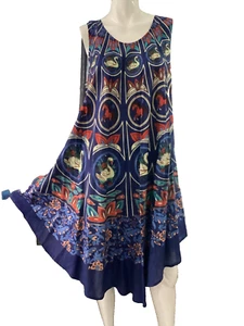 Young USA BoHo Dress Kaftan Swans Horses One Size NWT - Picture 1 of 16