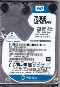 Western Digital WD7500BPVX-60JC3T0 dcm:HB0TJBN Malaysia 750GB SATA 2.5" A17-27 - Picture 1 of 2