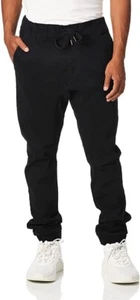 WT02 Mens Twill Jogger Pants Black Medium New - Picture 1 of 12