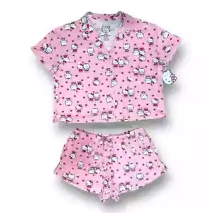 Hello Kitty & Dear Daniel Valentines Day Hearts Pink Pajama Set Size Small NWT - Picture 1 of 9