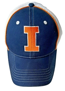 Fighting Illini Baseball Cap Hat IL Navy Orange Mesh Adjustable CapAmerica Golf - Picture 1 of 10
