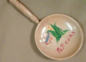 Vintage Whimsical Hand Painted "POPCORN " Wood Bowl w/Handle Kitchen Decor  - Picture 1 of 3