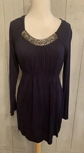 A PEA IN THE POD Womens Long Sleeve Navy Sequin Maternity Modal Dress S-M - Picture 1 of 7